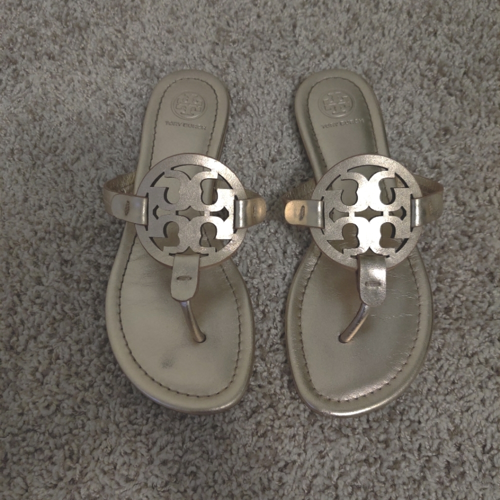 Tory Burch Miller Sandals Rose Gold Metallic